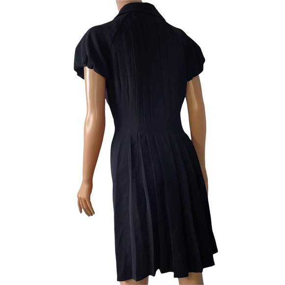 Cache Women's accordion Style Little black dress knee length SZ SM cap sleeve - Picture 2 of 10